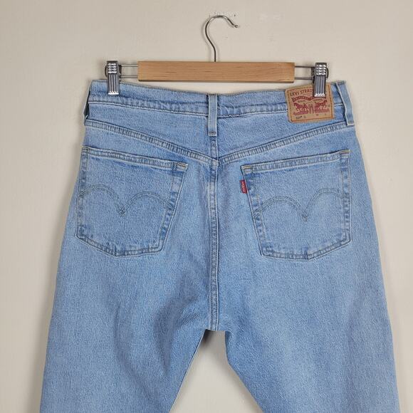 Levis 501 Jeans 31x28 Blue Denim Light Wash Button Fly Raw Hem Skinny High Rise - Picture 5 of 11
